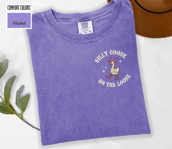 Embroidered Shirt Silly Goose On The Loose T-shirt, Funny Western Cowgirl Tee, Trendy Meme Shirts, Animal T-shirt, Cute Goose Sweatshirt Gifts - Image 5