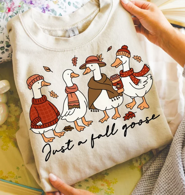 Funny Cozy Goose, Autumn Goose Shirt , Cute Autumn Animal Shirts - Image 2