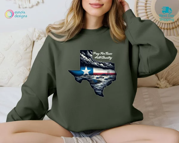 Pray for Texas 1 Black, Texas Hill Country Strong, Flood 2025 Tshirt - Image 4