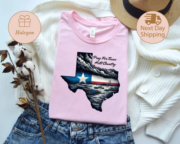Pray for Texas 1 White, Texas Hill Country Strong, Flood 2025 Tshirt - Image 6