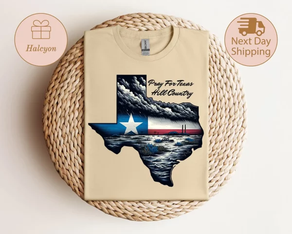 Pray for Texas 1 White, Texas Hill Country Strong, Flood 2025 Tshirt - Image 2