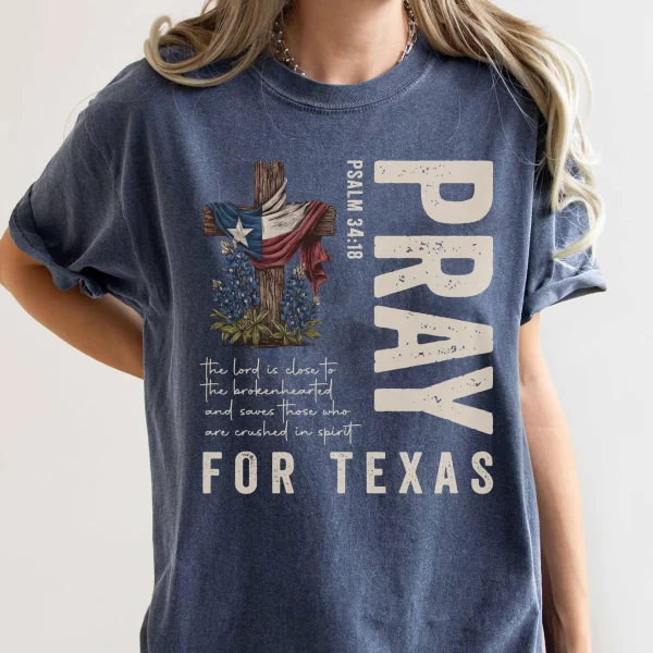 Pray for Texas, Texas Hill Country Strong, Flood 2025 Tshirt TXHCS7 Black - Image 2