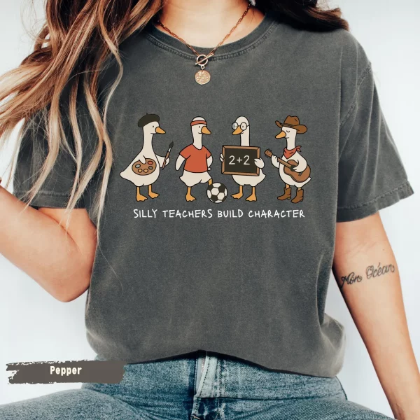 Silly Teacher Goose Shirt Comfort Colors, Back to School shirt, Western Teacher shirt, Funny Gift For Teacher, Teacher Appreciation Gift - Image 5