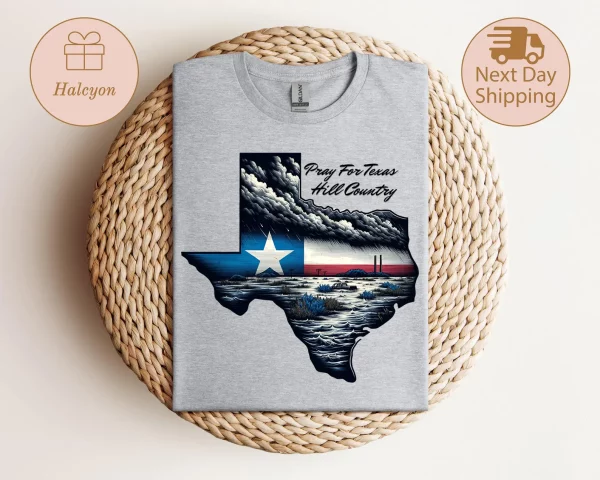 Pray for Texas 1 Black, Texas Hill Country Strong, Flood 2025 Tshirt - Image 6