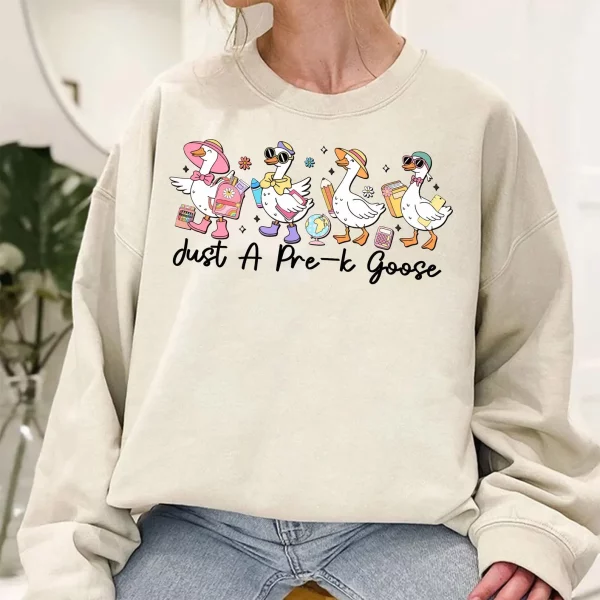 Just A Pre K Goose Shirt, Teacher Appreciation Sweatshirt, Graduation Tee, Teacher Shirt, Back To School Shirt, First Day OF School Tee - Image 2