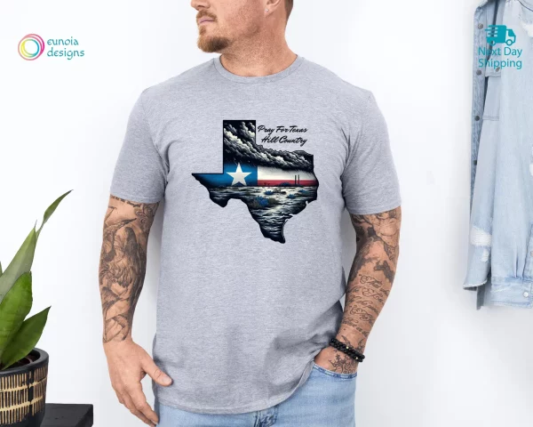 Pray for Texas 1 Black, Texas Hill Country Strong, Flood 2025 Tshirt - Image 5