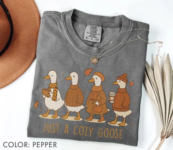 Silly Goose Shirt Comfort Colors® | Just a Cozy Goose Fall Shirt | Funny Autumn Goose Tee | Halloween Silly Goose Shirt, Trendy Gift for Her - Image 2
