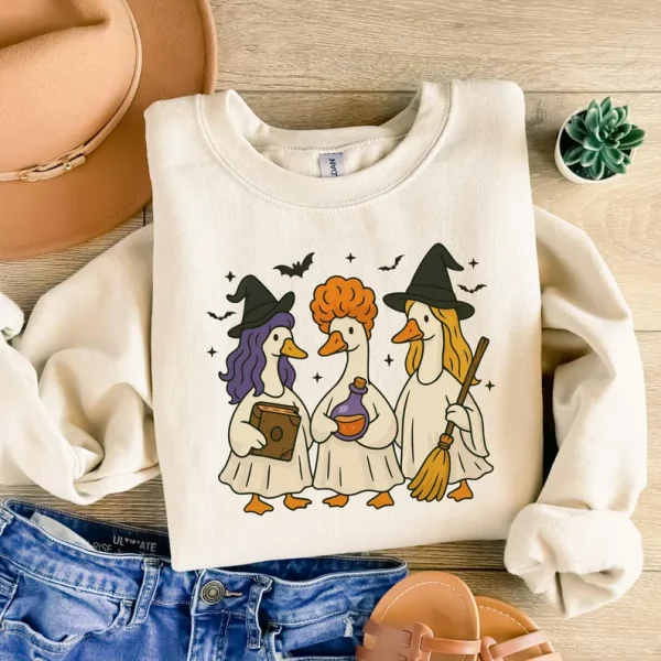 Halloween Goose Witch T-shirt, Scary Cute Silly Tee, Horror Costume Shirt, Spooky Season, Funny Animal Meme Shirt Gift