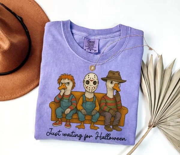 Horror Goose Shirt, Spooky Killer Goose Halloween Shirt, Silly Goose Halloween T-Shirt, Horror Movie Characters Sweatshirt - Image 2