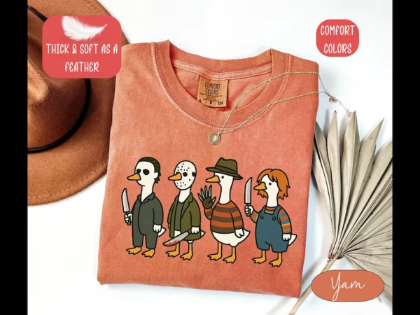 Just a Horror Goose Shirt, Halloween Silly Goose Tee, Halloween Goose Tshirt, Funny Sweatshirt for Halloween, Gift for Her - Image 3