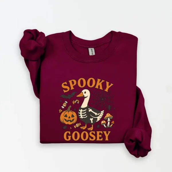 Just a Spooky Goose Sweatshirt, Funny Halloween Goose Hoodie, Goose in Halloween Costumes Sweatshirt, Cute Horror Hoodie, Spooky Goose - Image 2