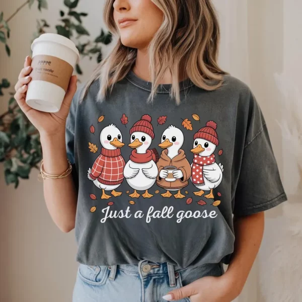 Goose Fall Shirt, Silly Goose Tee , Goose Lover Shirt, Just A Fall Goose , Fall Autumn Shirt, Funny Goose Tee - Image 3