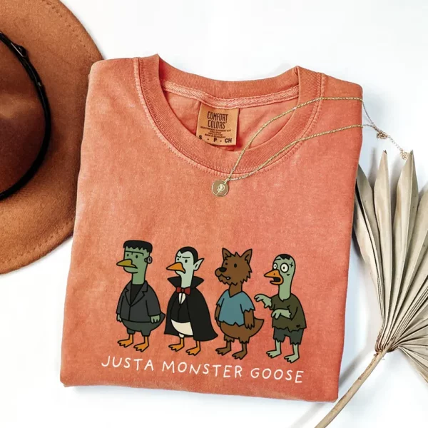 Just a Monster Goose Shirt, Halloween Silly Goose Shirt, Cute Spooky Goose Shirt, Sarcastic Halloween Shirt, Halloween 2025 - Image 4