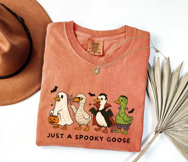 Spooky Goose Shirt, Halloween Silly Trick Monster Ghoul Sweatshirt Spooky Boo Costume Funny Vampire Zombie T-Shirt Fall Gift