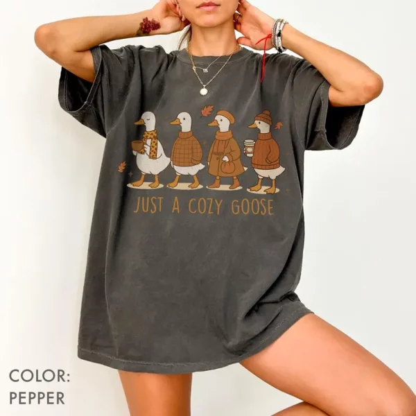 Silly Goose Shirt Comfort Colors® | Just a Cozy Goose Fall Shirt | Funny Autumn Goose Tee | Halloween Silly Goose Shirt, Trendy Gift for Her - Image 6