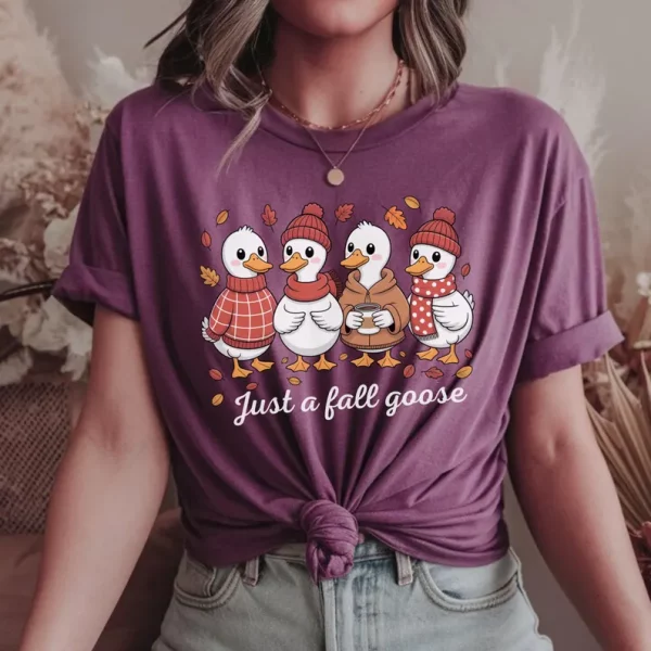Goose Fall Shirt, Silly Goose Tee , Goose Lover Shirt, Just A Fall Goose , Fall Autumn Shirt, Funny Goose Tee - Image 4