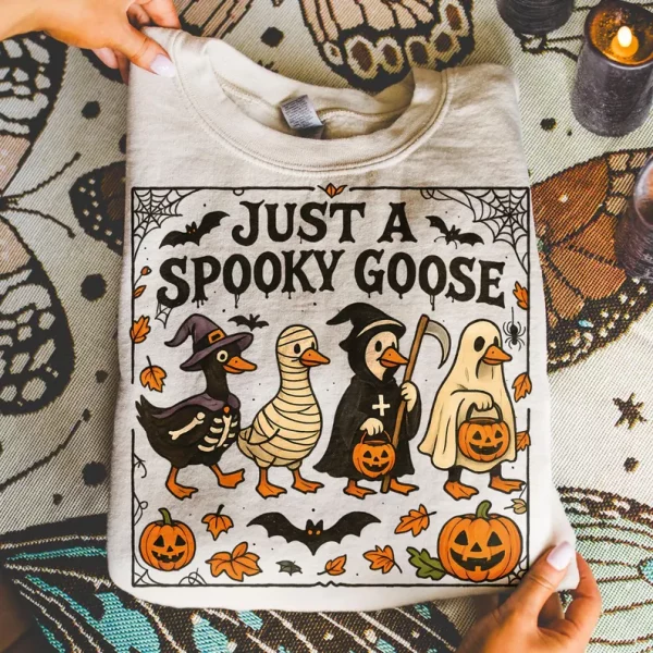 Spooky Goose Halloween Png, Just a Spooky Goose Png, Funny Goose Skeleton Witch Pumpkin Ghost Digital, Fall Sublimation Png, Cute Horror