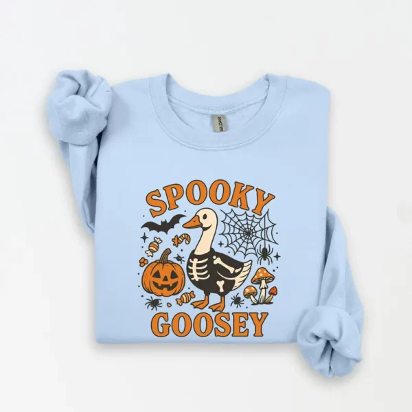 Just a Spooky Goose Sweatshirt, Funny Halloween Goose Hoodie, Goose in Halloween Costumes Sweatshirt, Cute Horror Hoodie, Spooky Goose - Image 4