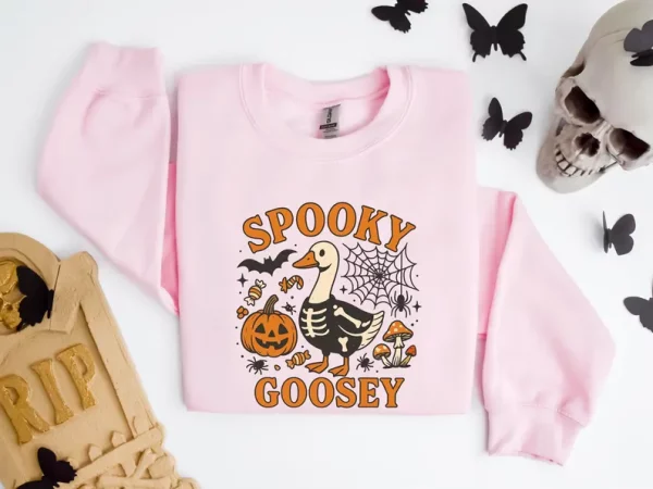 Just a Spooky Goose Sweatshirt, Funny Halloween Goose Hoodie, Goose in Halloween Costumes Sweatshirt, Cute Horror Hoodie, Spooky Goose - Image 5