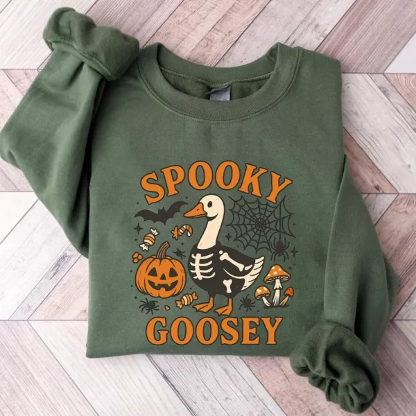 Just a Spooky Goose Sweatshirt, Funny Halloween Goose Hoodie, Goose in Halloween Costumes Sweatshirt, Cute Horror Hoodie, Spooky Goose - Image 6
