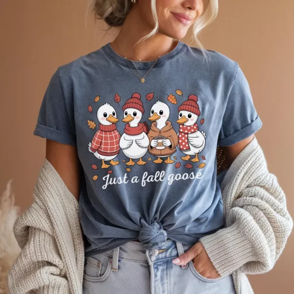 Goose Fall Shirt, Silly Goose Tee , Goose Lover Shirt, Just A Fall Goose , Fall Autumn Shirt, Funny Goose Tee - Image 7