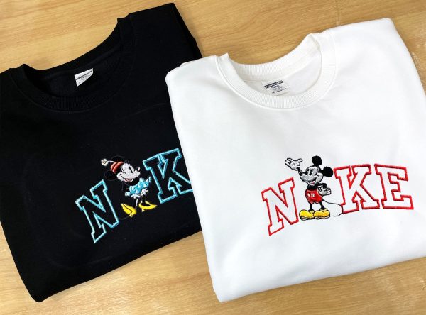 Nike Mickey X Minnie Couple Embroidered Sweatshirt - TerraBell Designs - Image 2