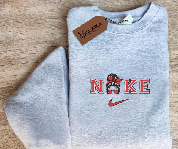 Nike Messy Bun Mom Embroidered Sweatshirt - TerraBell Designs - Image 4