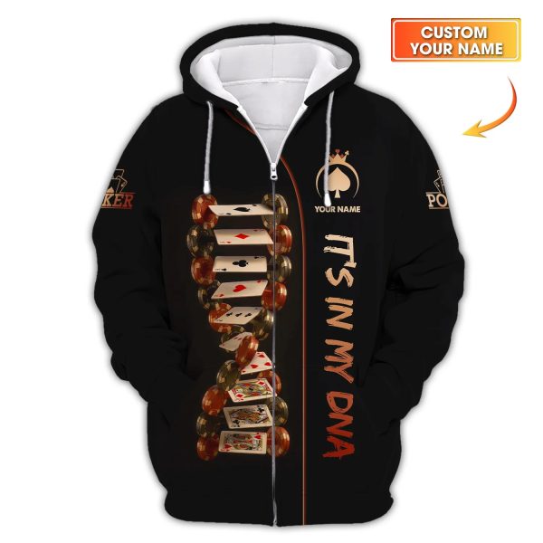 Custom Poker Shirts, Custom Poker In My DNA Playing Cards T Shirt, Poker Gift for Lover - Image 3