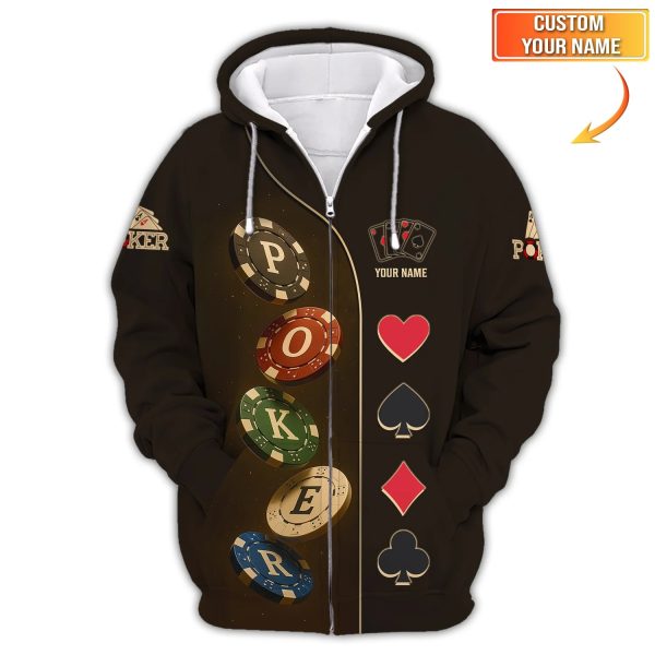 Custom Poker Shirt Dark Casino Chip Card Suit Tee for Men Gifts, Poker Dad Presents - Image 3