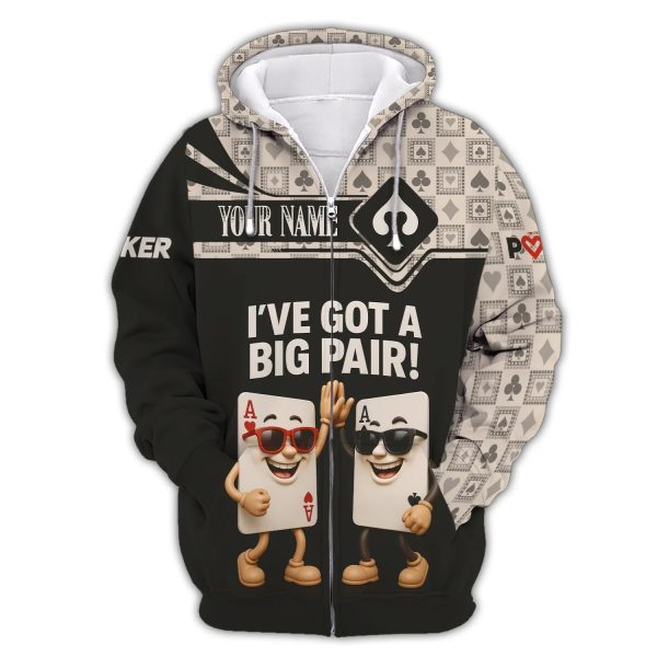 Custom Poker Shirts, Custom Playing Cards Shirt for Men, I've Got A Big Pair, Poker Gift for Lover - Image 3