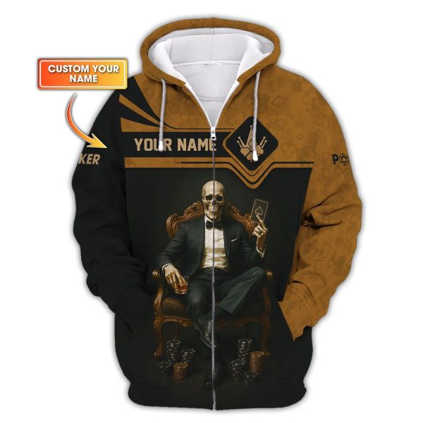 Grim Reaper Custom Personalized Poker Chips Shirts, ACE Card T Shirt, Poker Gift Ideas - Image 3