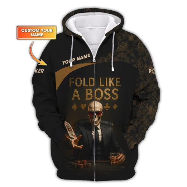 Fold Like A Boss Poker Shirt for Men, Custom Poker T Shirts, Gifts for Poker Players - Image 3