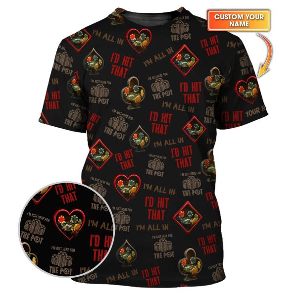 I'd Hit That Poker Chip Personalized Name T Shirt Poker Theme Outfit - Poker Club Shirts for Team