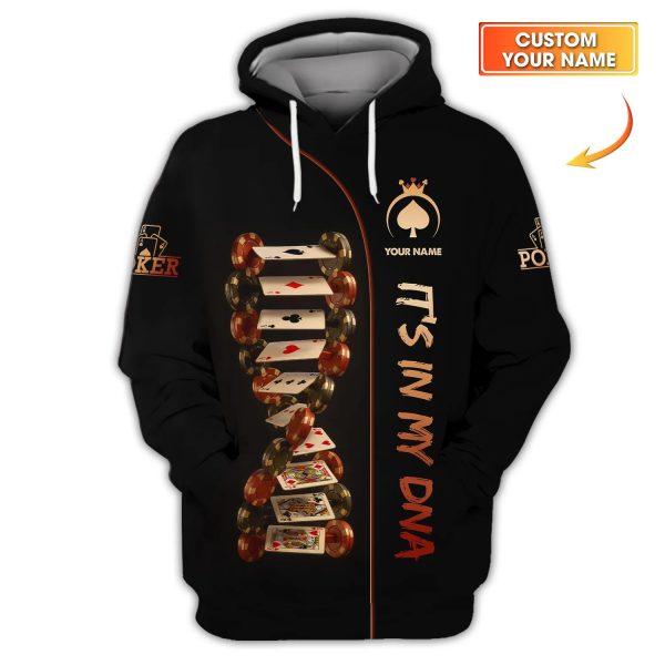 Custom Poker Shirts, Custom Poker In My DNA Playing Cards T Shirt, Poker Gift for Lover - Image 2