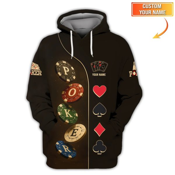 Custom Poker Shirt Dark Casino Chip Card Suit Tee for Men Gifts, Poker Dad Presents - Image 4