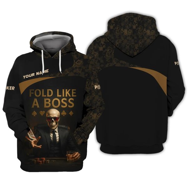 Fold Like A Boss Poker Shirt for Men, Custom Poker T Shirts, Gifts for Poker Players - Image 4
