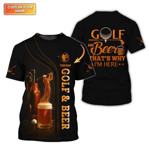 Golf & Beer Polos, Funny Beer Golf Shirt For Men's, Custom Name Golf Shirts For Beer Lovers - Image 2