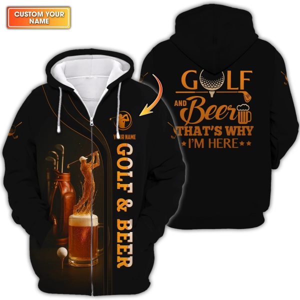 Golf & Beer Polos, Funny Beer Golf Shirt For Men's, Custom Name Golf Shirts For Beer Lovers - Image 3