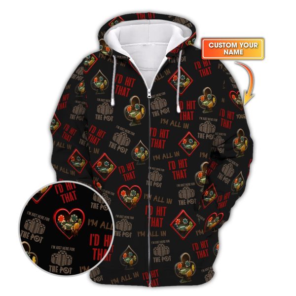 I'd Hit That Poker Chip Personalized Name T Shirt Poker Theme Outfit - Poker Club Shirts for Team - Image 3