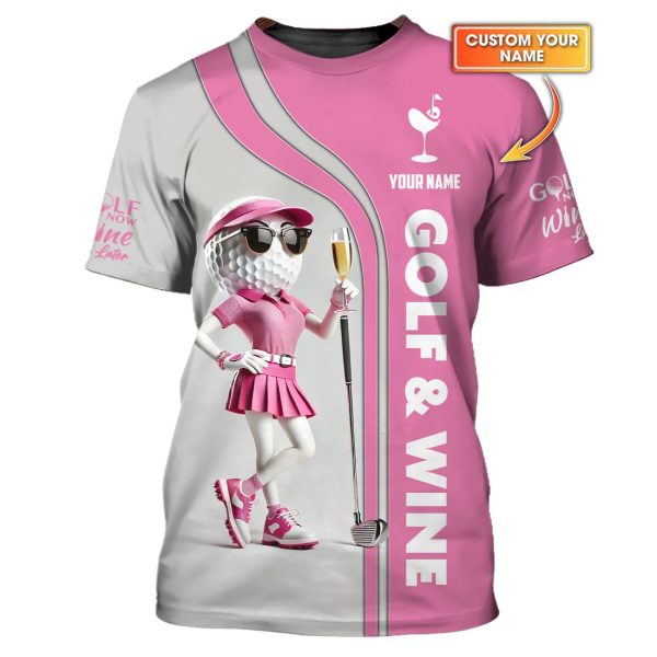 Golf & Wine Women Golf Shirts, Custom Golf Ball Lady, Golf Polos for Players - Image 2