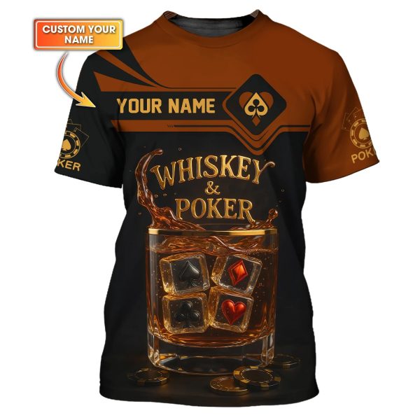 Custom Poker Shirts, Whiskey Poker Custom Name Shirt for Men, Poker Gift for Lover