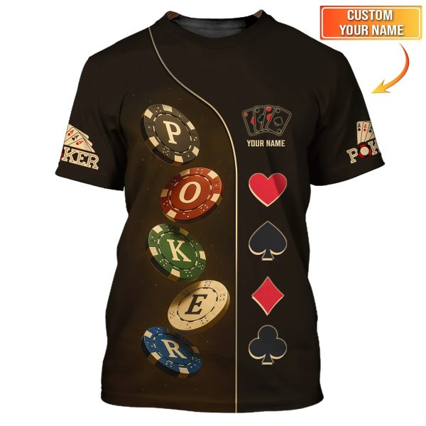 Custom Poker Shirt Dark Casino Chip Card Suit Tee for Men Gifts, Poker Dad Presents