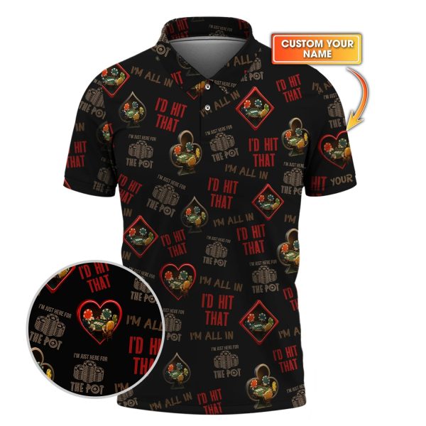 I'd Hit That Poker Chip Personalized Name T Shirt Poker Theme Outfit - Poker Club Shirts for Team - Image 2