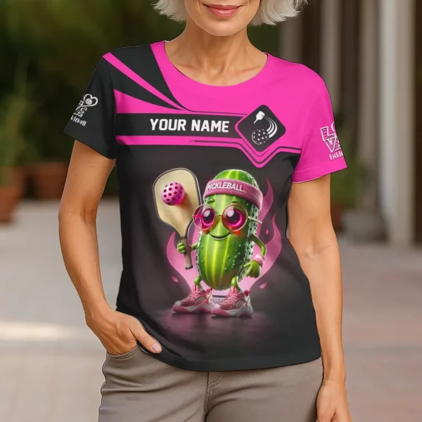 Pink Love Pickleball Funny Custom Name T Shirt, Funny Pickleball Shirts, Gifts For Pickleball Players - Image 4