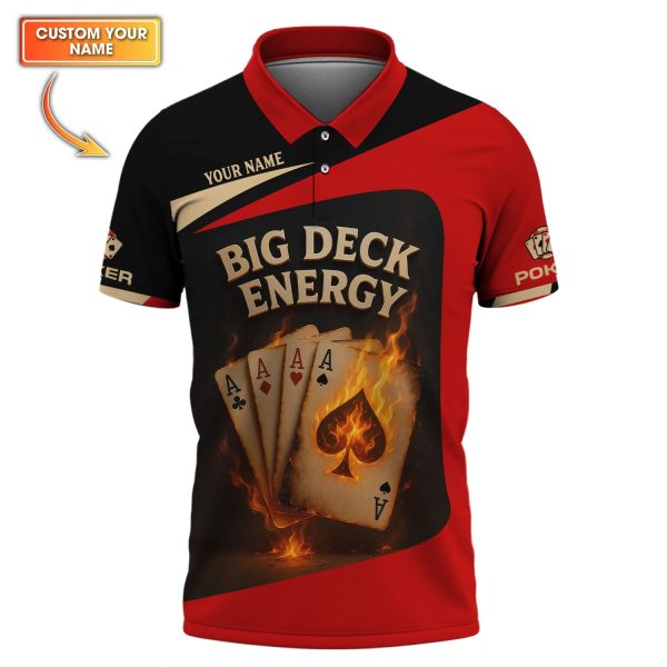 Big Deck Energy Poker Shirt, Funny Custom Polos For Poker Players, Gift For Pokers Lover - Image 2