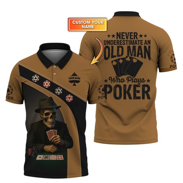 Custom Poker Shirts, Never Underestimate An Old Man Poker Chips T Shirt, Poker Gift for Lover - Image 2