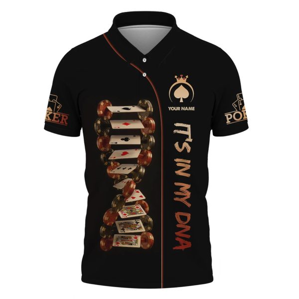 Custom Poker Shirts, Custom Poker In My DNA Playing Cards T Shirt, Poker Gift for Lover - Image 4