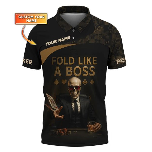 Fold Like A Boss Poker Shirt for Men, Custom Poker T Shirts, Gifts for Poker Players - Image 2