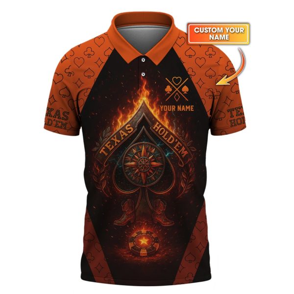 Texas Hold 'Em Shirt, Custom Poker Polo For Card Players, Gifts For Poker Player - Image 2