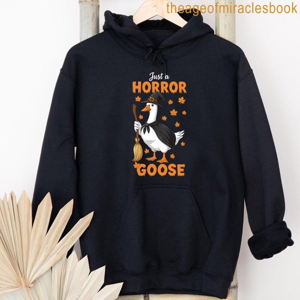 Just A Horror Goose Funny Witch Goose Halloween Vibe T-shirt - Image 4